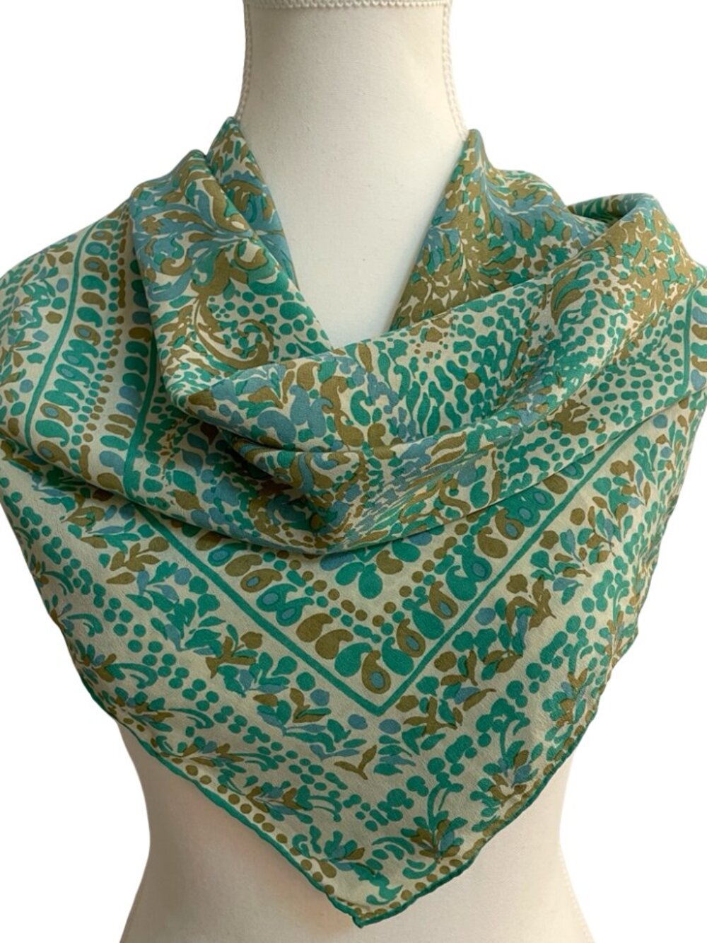 Fisba Stoffels Swiss Made 100% Silk Paisley Scarf 28” Vintage